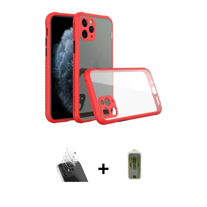MARSİLYAN™- iPhone 11 Pro Max Kılıf Nova Asil Özel Seri - Siyah Joko Magic 5D Hayalet Cam + Şeffaf Kamera Lens Koruma Cam
