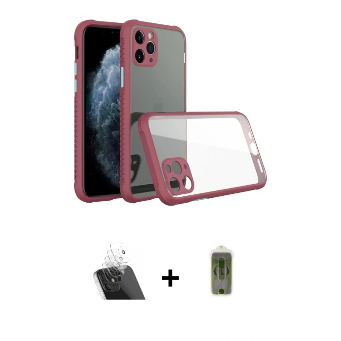 MARSİLYAN™- iPhone 11 Pro Max Kılıf Nova Asil Özel Seri - Siyah Joko Magic 5D Hayalet Cam + Şeffaf Kamera Lens Koruma Cam