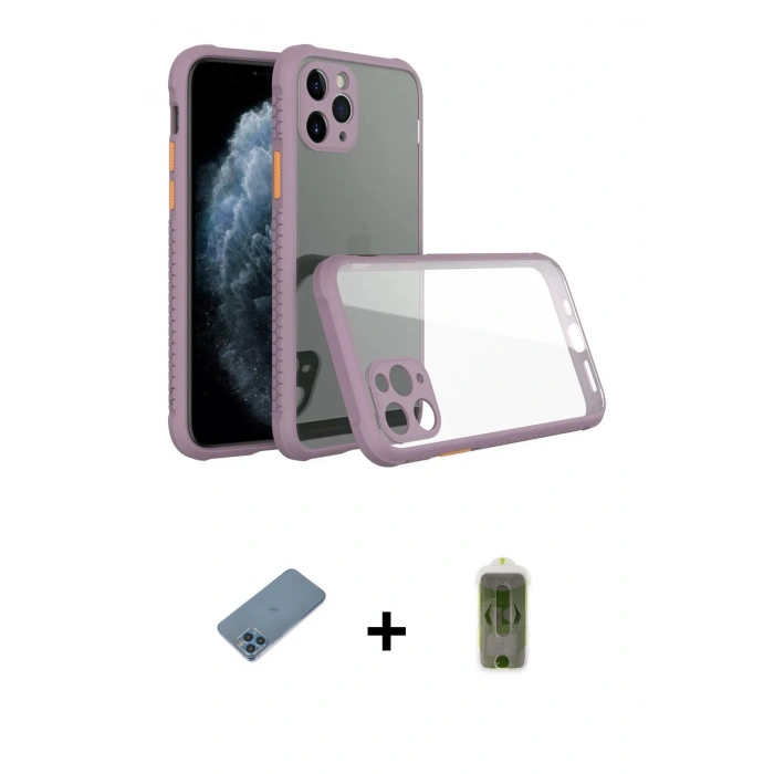 MARSİLYAN™- iPhone 11 Pro Max Kılıf Nova Asil Özel Seri - Siyah Joko Magic 5D Hayalet Cam + Shine Kamera Lens Koruma Cam - MI