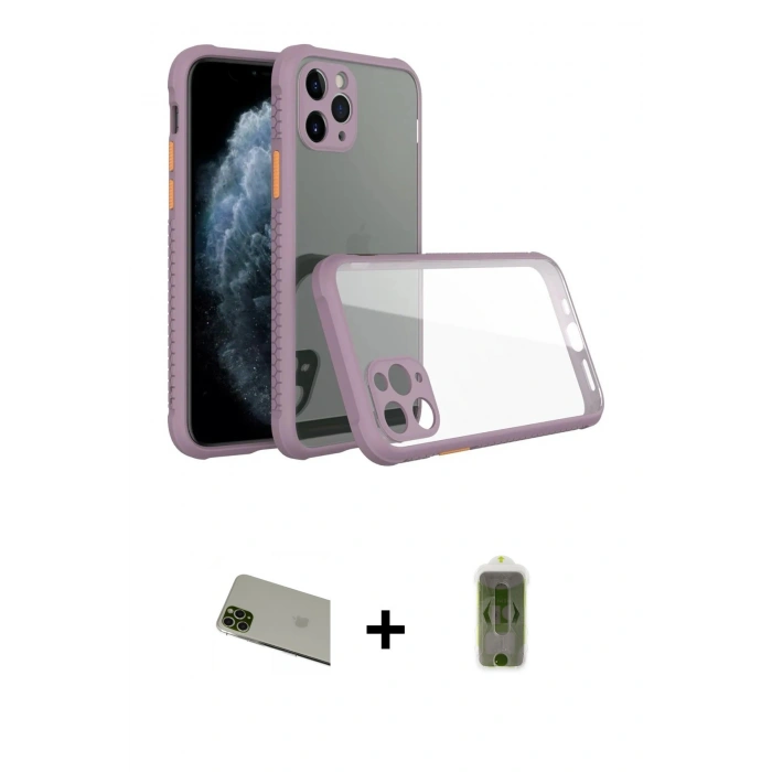 MARSİLYAN™- iPhone 11 Pro Max Kılıf Nova Asil Özel Seri - Siyah Joko Magic 5D Hayalet Cam + Rainbow Kamera Lens Koruma Cam - YL