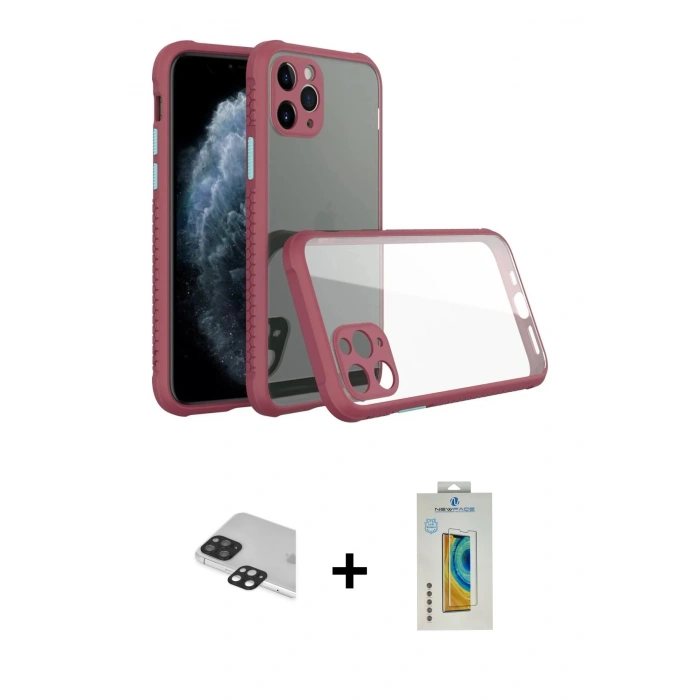 MARSİLYAN™- iPhone 11 Pro Max Kılıf Nova Asil Özel Seri - Siyah Polymer Nano Ekran Koruyucu + Pers Alüminyum Kamera Lens - SH