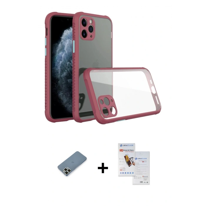 MARSİLYAN™- iPhone 11 Pro Max Kılıf Nova Asil Özel Seri - Siyah Seramik Nano Ekran Koruyucu + Metal Kamera Lens Koruma Cam - AKYL