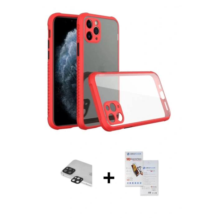 MARSİLYAN™- iPhone 11 Pro Max Kılıf Nova Asil Özel Seri - Siyah Seramik Nano Ekran Koruyucu + Pers Alüminyum Kamera Lens - SH