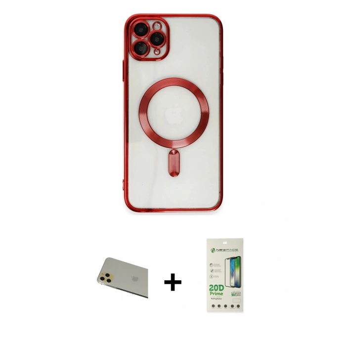 MARSİLYAN™- iPhone 11 Pro Max Kılıf Nova Işık Özel Seri - Siyah 20D Premium Cam Ekran Koruyucu + Rainbow Kamera Lens Koruma Cam - GD