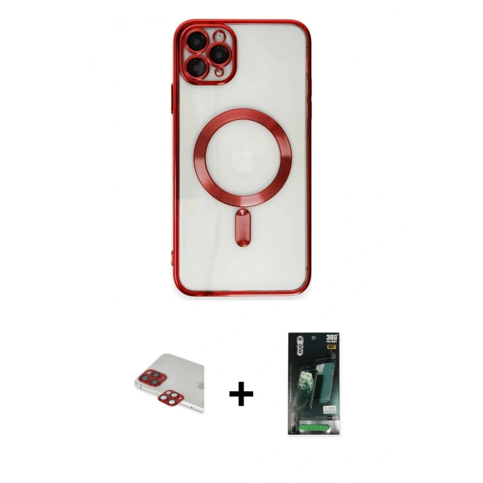 MARSİLYAN™- iPhone 11 Pro Max Kılıf Nova Işık Özel Seri - Siyah 360 Mat Full Body Arka Koruyucu + Pers Alüminyum Kamera Lens - KI