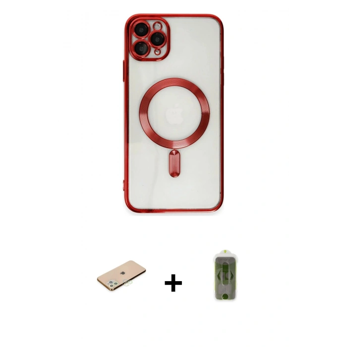 MARSİLYAN™- iPhone 11 Pro Max Kılıf Nova Işık Özel Seri - Siyah Joko Magic 5D Hayalet Cam + Renkli Kamera Lens Koruma Cam - YL