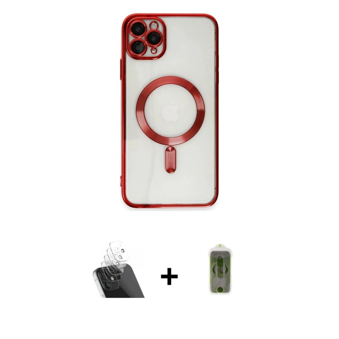 MARSİLYAN™- iPhone 11 Pro Max Kılıf Nova Işık Özel Seri - Siyah Joko Magic 5D Hayalet Cam + Kamera Lens Koruma Cam - SF