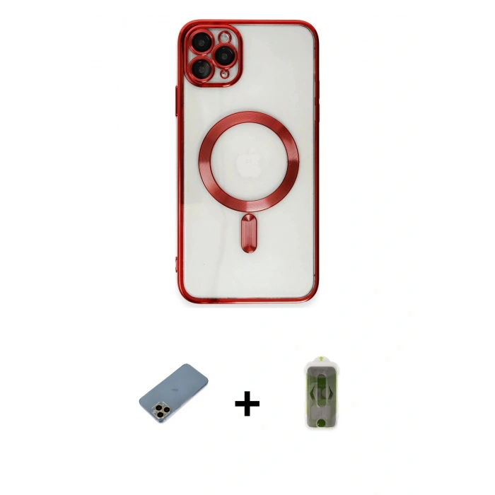 MARSİLYAN™- iPhone 11 Pro Max Kılıf Nova Işık Özel Seri - Siyah Joko Magic 5D Hayalet Cam + Shine Kamera Lens Koruma Cam - GD