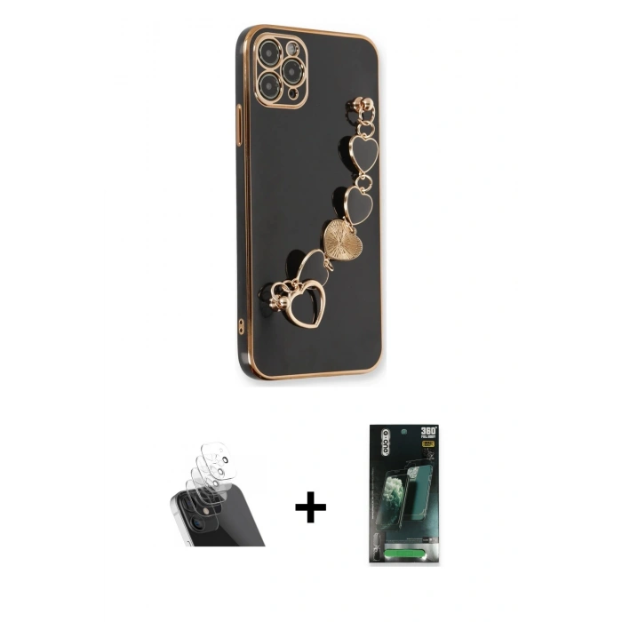 MARSİLYAN™- iPhone 11 Pro Max Kılıf Nova Işık Prime - Şeffaf 360 Full Body Arka Koruyucu + Kamera Lens Koruma Cam - SF