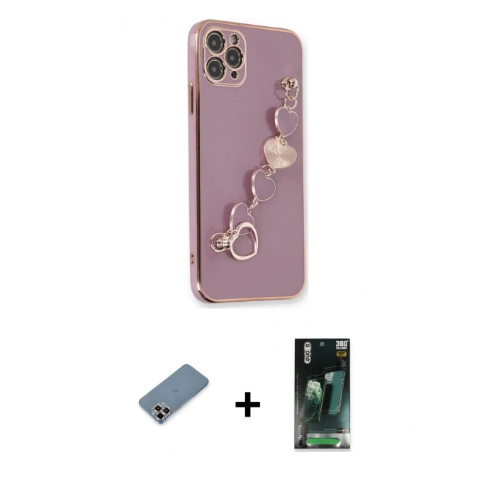 MARSİLYAN™- iPhone 11 Pro Max Kılıf Nova Işık Prime - Şeffaf 360 Full Body Arka Koruyucu + Metal Kamera Lens Koruma Cam - MR