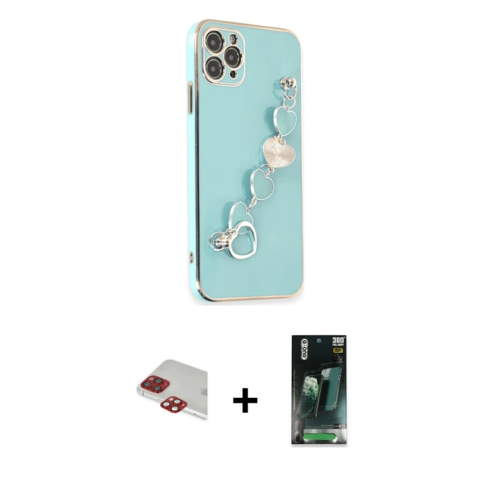 MARSİLYAN™- iPhone 11 Pro Max Kılıf Nova Işık Prime - Şeffaf 360 Full Body Arka Koruyucu + Pers Alüminyum Kamera Lens - KI