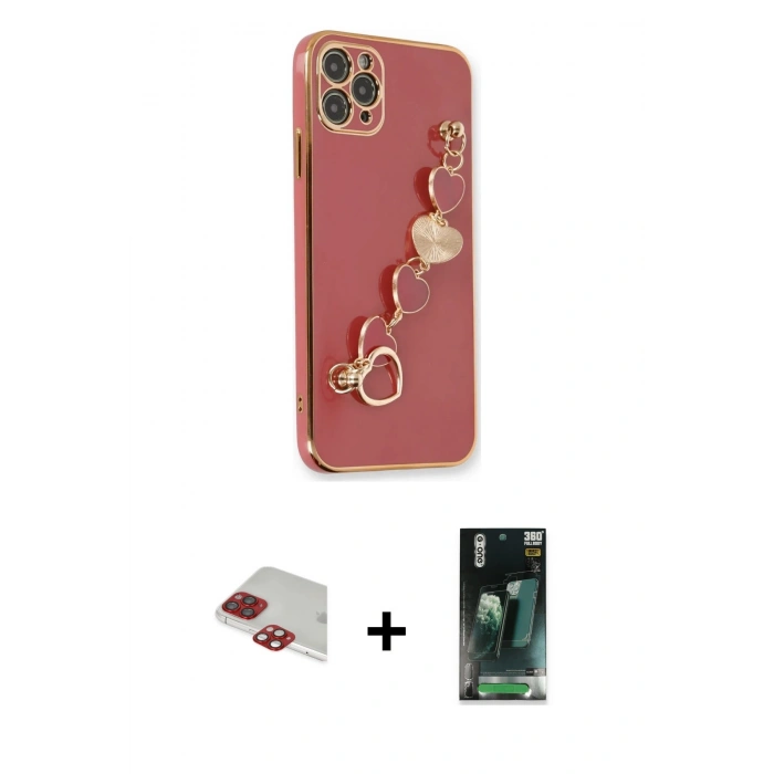 MARSİLYAN™- iPhone 11 Pro Max Kılıf Nova Işık Prime - Şeffaf 360 Full Body Arka Koruyucu + Pers Alüminyum Kamera Lens - KI
