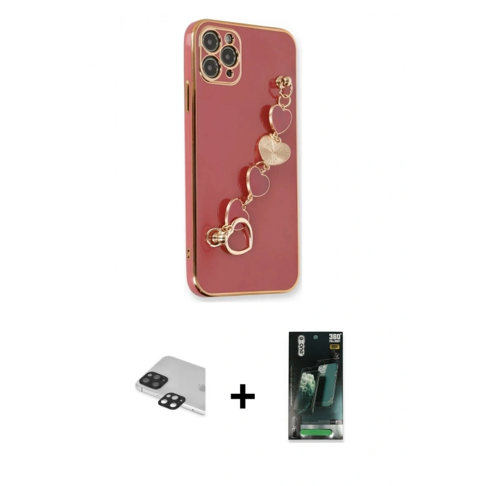 MARSİLYAN™- iPhone 11 Pro Max Kılıf Nova Işık Prime - Şeffaf 360 Full Body Arka Koruyucu + Pers Alüminyum Kamera Lens - SH