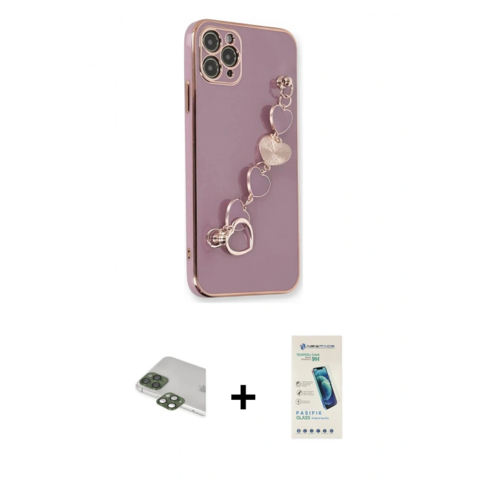 MARSİLYAN™- iPhone 11 Pro Max Kılıf Nova Işık Prime - Şeffaf Pasifik Cam Ekran Koruyucu + Pers Alüminyum Kamera Lens - YL