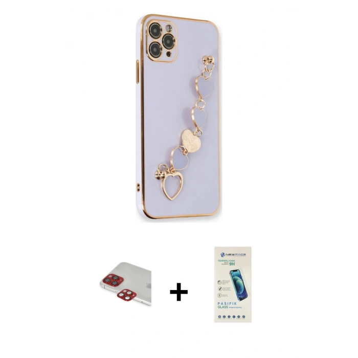 MARSİLYAN™- iPhone 11 Pro Max Kılıf Nova Işık Prime - Şeffaf Pasifik Cam Ekran Koruyucu + Pers Alüminyum Kamera Lens - KI