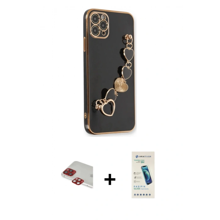 MARSİLYAN™- iPhone 11 Pro Max Kılıf Nova Işık Prime - Şeffaf Pasifik Cam Ekran Koruyucu + Pers Alüminyum Kamera Lens - KI