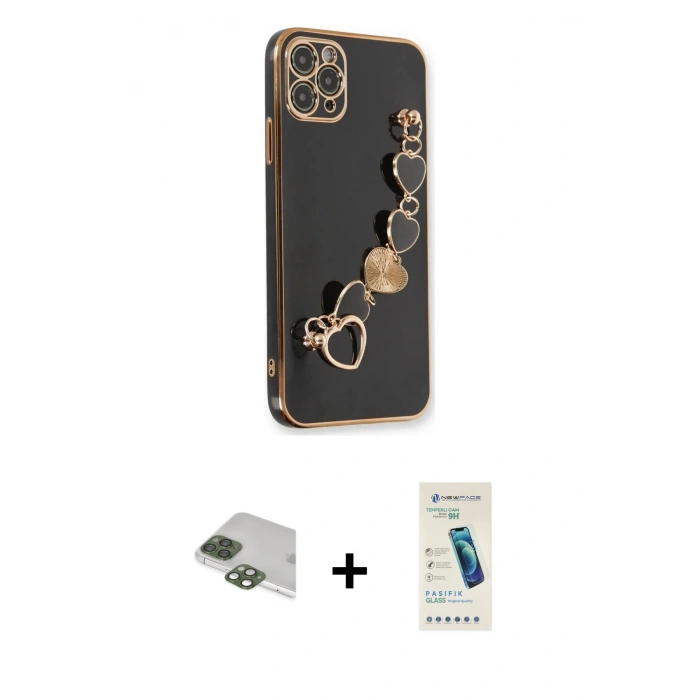 MARSİLYAN™- iPhone 11 Pro Max Kılıf Nova Işık Prime - Şeffaf Pasifik Cam Ekran Koruyucu + Pers Alüminyum Kamera Lens - YL