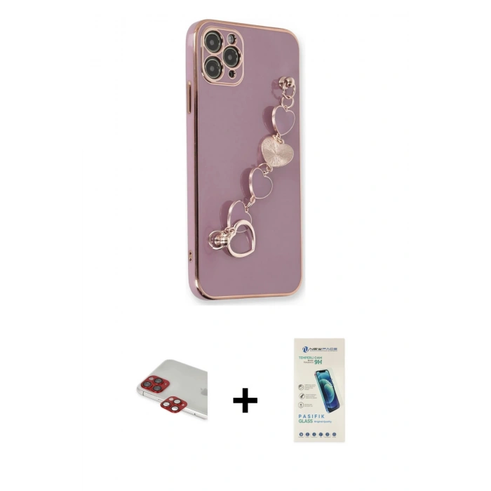 MARSİLYAN™- iPhone 11 Pro Max Kılıf Nova Işık Prime - Şeffaf Pasifik Cam Ekran Koruyucu + Pers Alüminyum Kamera Lens - KI