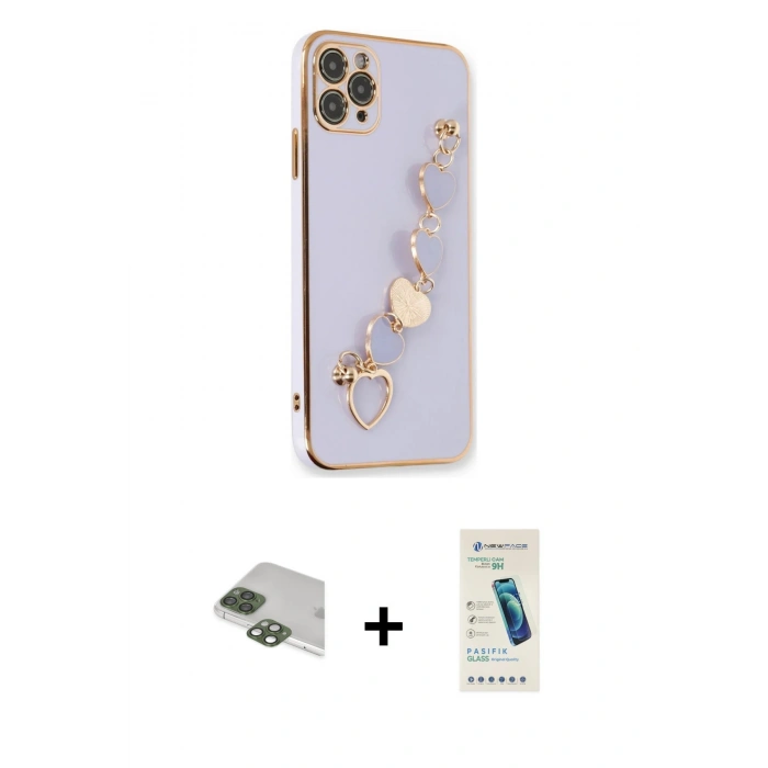 MARSİLYAN™- iPhone 11 Pro Max Kılıf Nova Işık Prime - Şeffaf Pasifik Cam Ekran Koruyucu + Pers Alüminyum Kamera Lens - YL