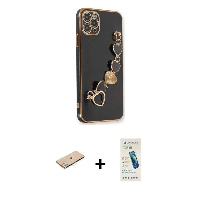MARSİLYAN™- iPhone 11 Pro Max Kılıf Nova Işık Prime - Şeffaf Pasifik Cam Ekran Koruyucu + Renkli Kamera Lens Koruma Cam - YL