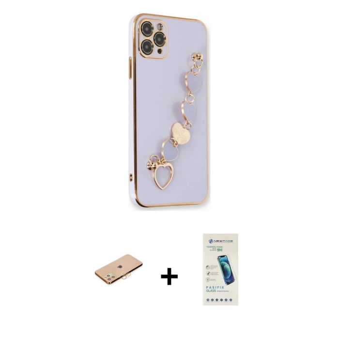 MARSİLYAN™- iPhone 11 Pro Max Kılıf Nova Işık Prime - Şeffaf Pasifik Cam Ekran Koruyucu + Renkli Kamera Lens Koruma Cam - TU
