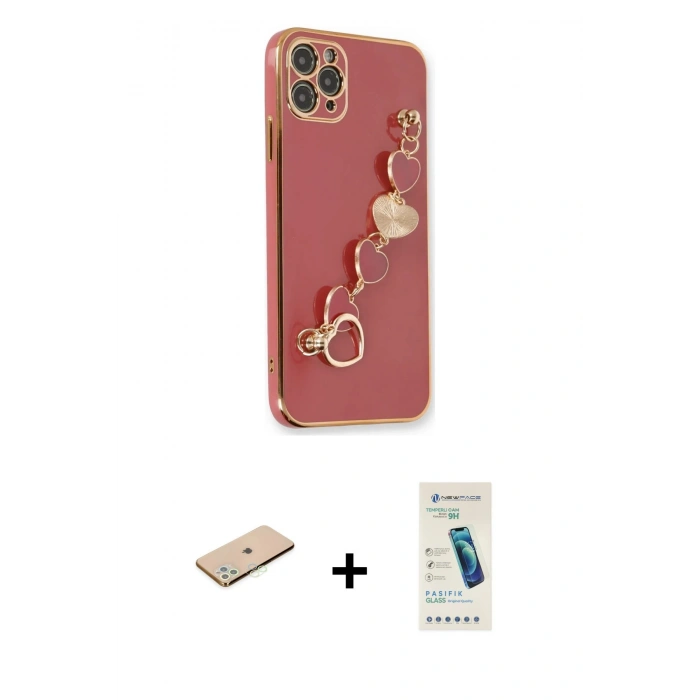 MARSİLYAN™- iPhone 11 Pro Max Kılıf Nova Işık Prime - Şeffaf Pasifik Cam Ekran Koruyucu + Renkli Kamera Lens Koruma Cam - YL