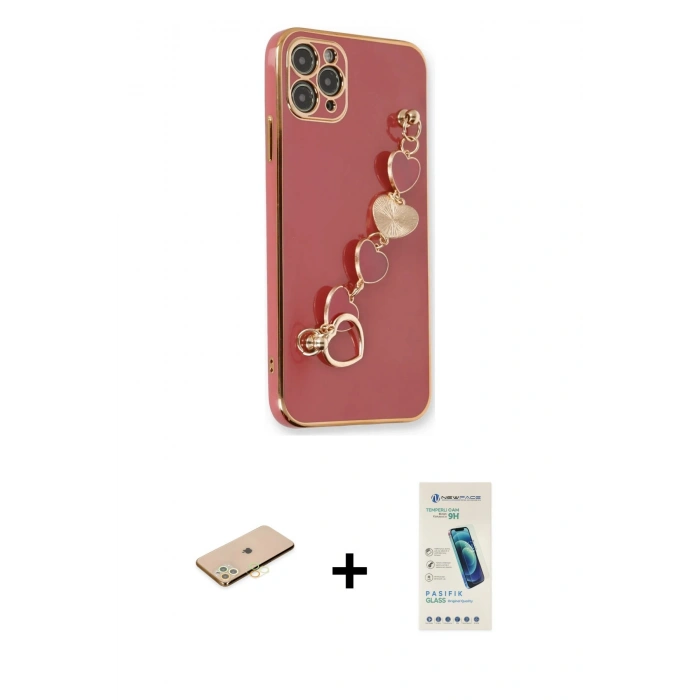 MARSİLYAN™- iPhone 11 Pro Max Kılıf Nova Işık Prime - Şeffaf Pasifik Cam Ekran Koruyucu + Renkli Kamera Lens Koruma Cam - SI