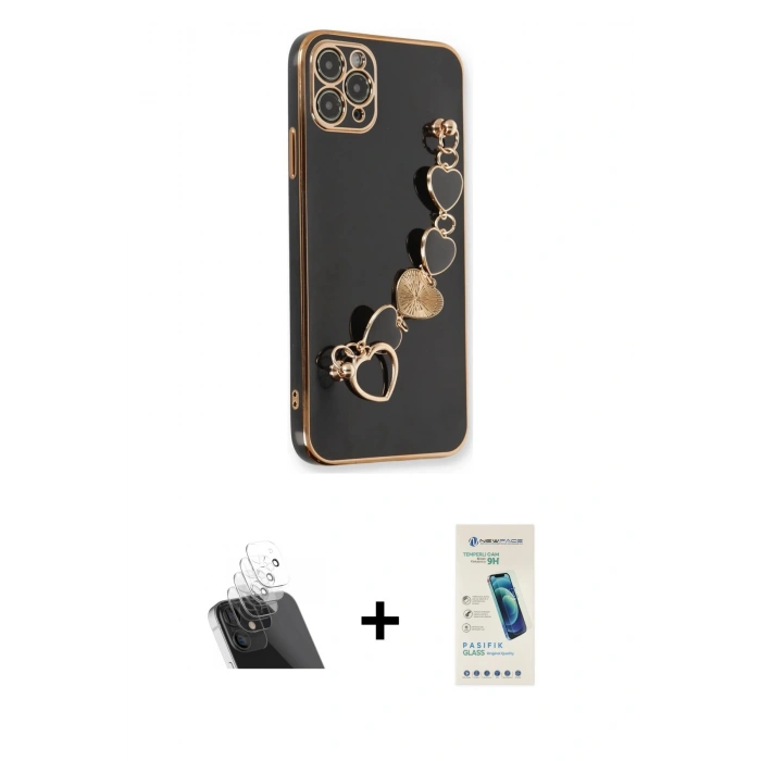 MARSİLYAN™- iPhone 11 Pro Max Kılıf Nova Işık Prime - Şeffaf Pasifik Cam Ekran Koruyucu + Şeffaf Kamera Lens Koruma Cam