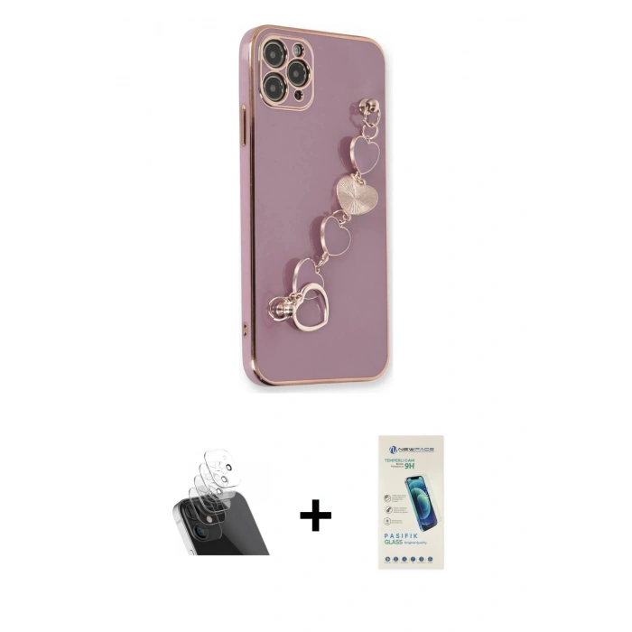 MARSİLYAN™- iPhone 11 Pro Max Kılıf Nova Işık Prime - Şeffaf Pasifik Cam Ekran Koruyucu + Şeffaf Kamera Lens Koruma Cam