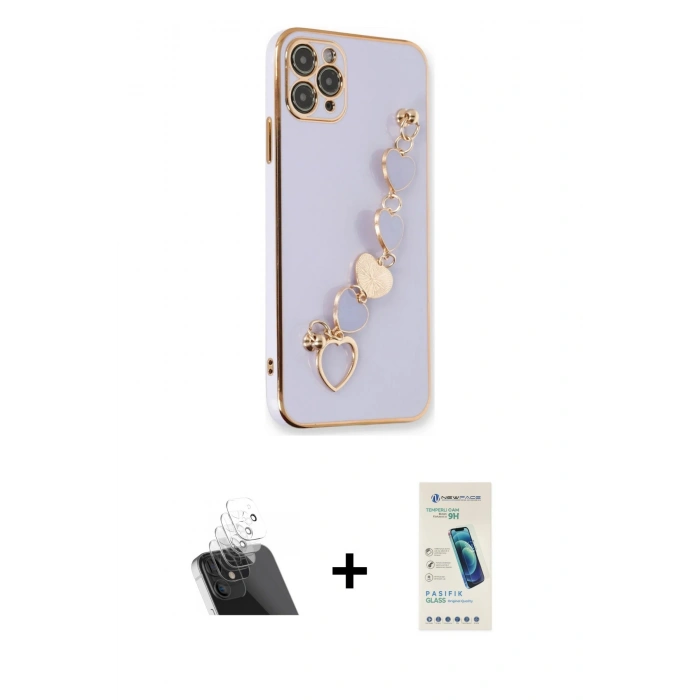 MARSİLYAN™- iPhone 11 Pro Max Kılıf Nova Işık Prime - Şeffaf Pasifik Cam Ekran Koruyucu + Şeffaf Kamera Lens Koruma Cam