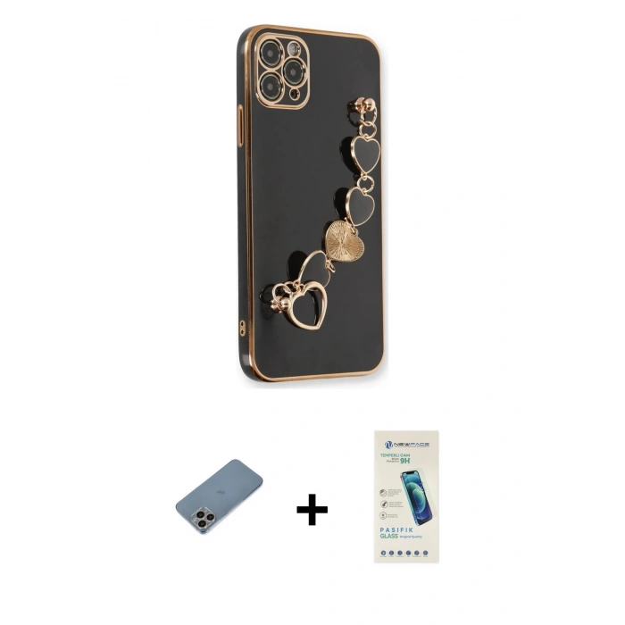 MARSİLYAN™- iPhone 11 Pro Max Kılıf Nova Işık Prime - Şeffaf Pasifik Cam Ekran Koruyucu + Shine Kamera Lens Koruma Cam - GI