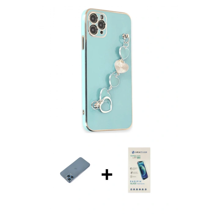 MARSİLYAN™- iPhone 11 Pro Max Kılıf Nova Işık Prime - Şeffaf Pasifik Cam Ekran Koruyucu + Shine Kamera Lens Koruma Cam - MI