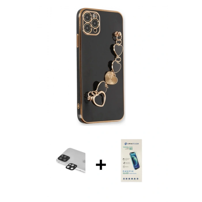 MARSİLYAN™- iPhone 11 Pro Max Kılıf Nova Işık Prime - Şeffaf Pasifik Cam Ekran Koruyucu + Pers Alüminyum Kamera Lens - SH