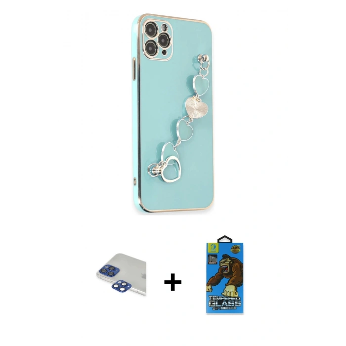 MARSİLYAN™- iPhone 11 Pro Max Kılıf Nova Işık Prime - Siyah 18D Cam Ekran Koruyucu + Pers Alüminyum Kamera Lens - LT