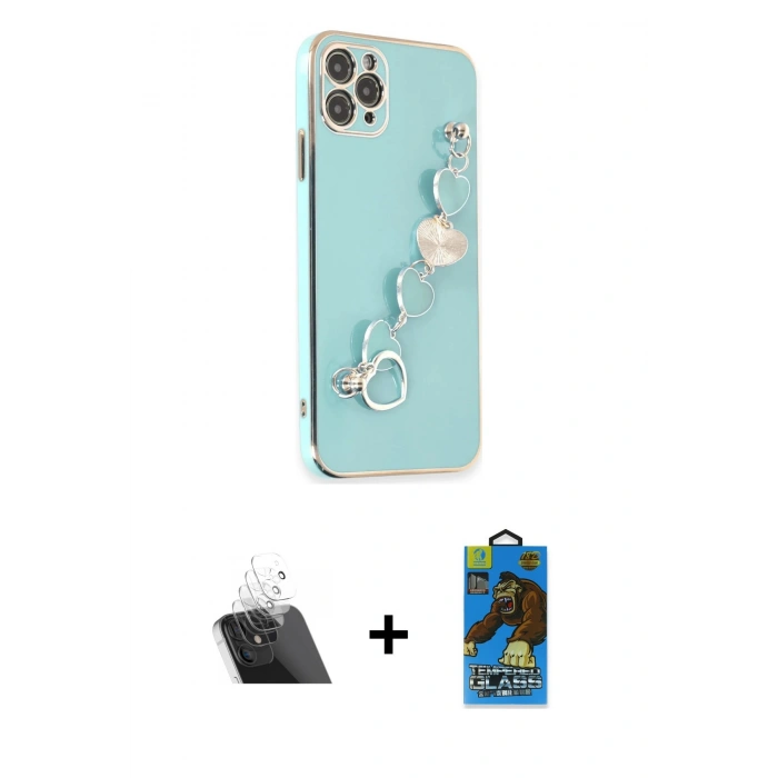 MARSİLYAN™- iPhone 11 Pro Max Kılıf Nova Işık Prime - Siyah 18D Cam Ekran Koruyucu + Kamera Lens Koruma Cam - SF