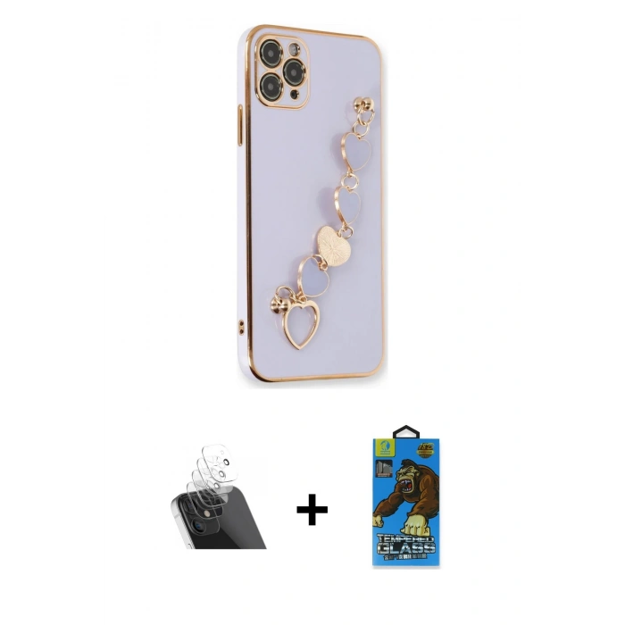 MARSİLYAN™- iPhone 11 Pro Max Kılıf Nova Işık Prime - Siyah 18D Cam Ekran Koruyucu + Kamera Lens Koruma Cam - SF