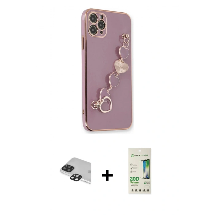 MARSİLYAN™- iPhone 11 Pro Max Kılıf Nova Işık Prime - Siyah 20D Premium Cam Ekran Koruyucu + Pers Alüminyum Kamera Lens - SH