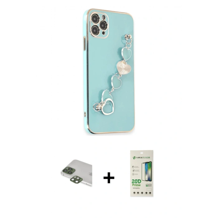 MARSİLYAN™- iPhone 11 Pro Max Kılıf Nova Işık Prime - Siyah 20D Premium Cam Ekran Koruyucu + Pers Alüminyum Kamera Lens - YL