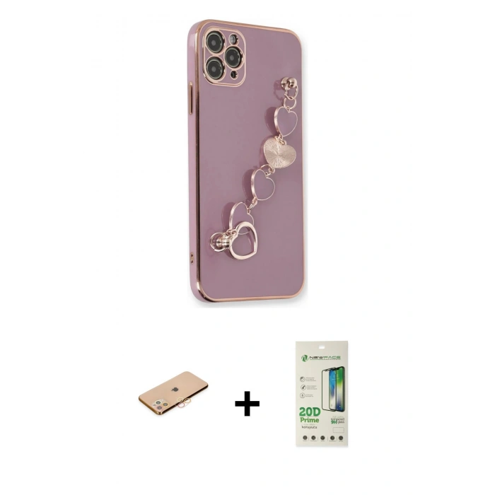 MARSİLYAN™- iPhone 11 Pro Max Kılıf Nova Işık Prime - Siyah 20D Premium Cam Ekran Koruyucu + Renkli Kamera Lens Koruma Cam - TU