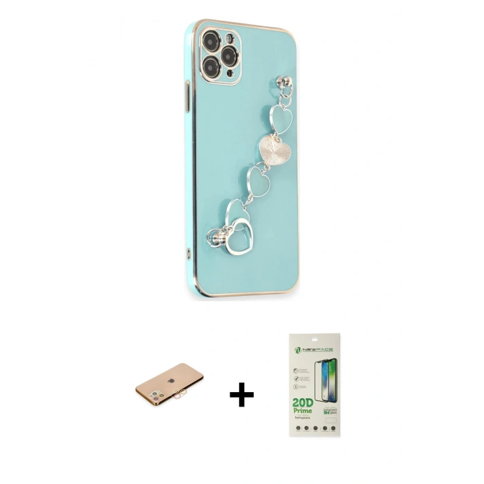 MARSİLYAN™- iPhone 11 Pro Max Kılıf Nova Işık Prime - Siyah 20D Premium Cam Ekran Koruyucu + Turuncu Renkli Kamera Lens Koruma Cam