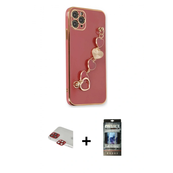 MARSİLYAN™- iPhone 11 Pro Max Kılıf Nova Işık Prime - Siyah 34D Hayalet Izgaralı Cam + Pers Alüminyum Kamera Lens - KI