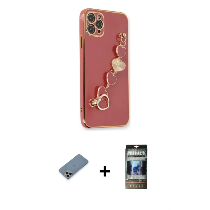 MARSİLYAN™- iPhone 11 Pro Max Kılıf Nova Işık Prime - Siyah 34D Hayalet Izgaralı Cam + Metal Kamera Lens Koruma Cam - GD