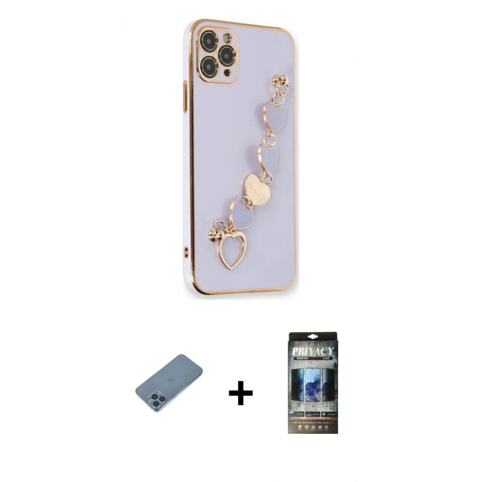 MARSİLYAN™- iPhone 11 Pro Max Kılıf Nova Işık Prime - Siyah 34D Hayalet Izgaralı Cam + Shine Kamera Lens Koruma Cam - MI