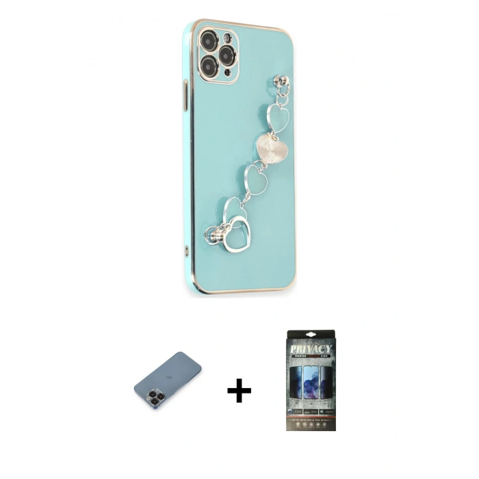 MARSİLYAN™- iPhone 11 Pro Max Kılıf Nova Işık Prime - Siyah 34D Hayalet Izgaralı Cam + Metal Kamera Lens Koruma Cam - SH