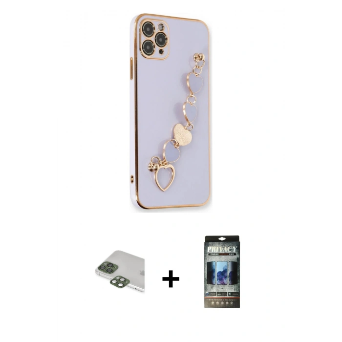 MARSİLYAN™- iPhone 11 Pro Max Kılıf Nova Işık Prime - Siyah 34D Hayalet Izgaralı Cam + Pers Alüminyum Kamera Lens - YL