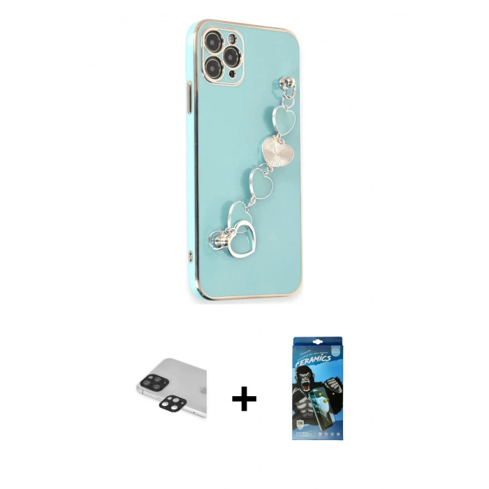 MARSİLYAN™- iPhone 11 Pro Max Kılıf Nova Işık Prime - Siyah 34D Izgaralı Cam + Pers Alüminyum Kamera Lens - SH