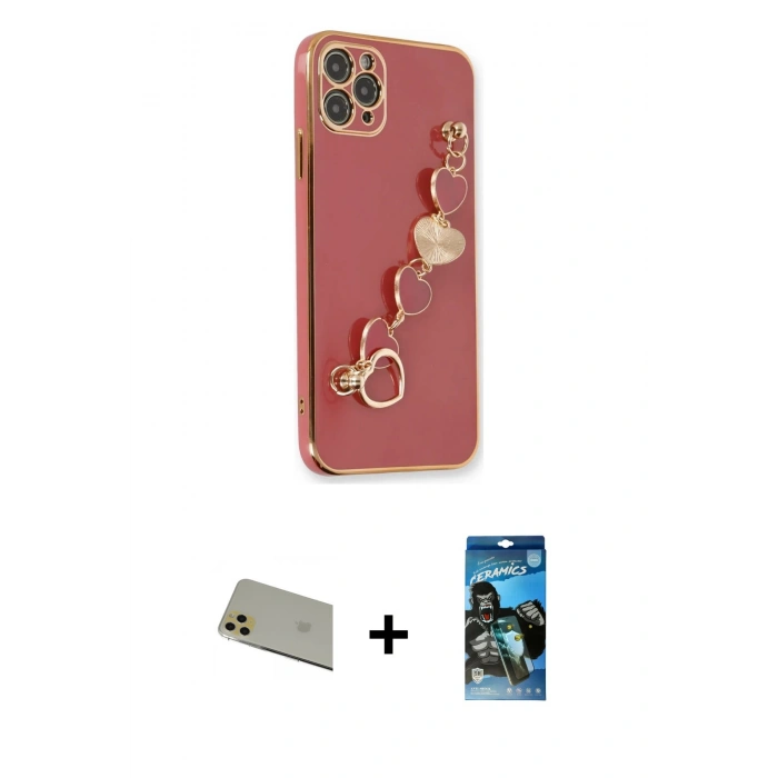 MARSİLYAN™- iPhone 11 Pro Max Kılıf Nova Işık Prime - Siyah 34D Izgaralı Cam + Rainbow Kamera Lens Koruma Cam - GD