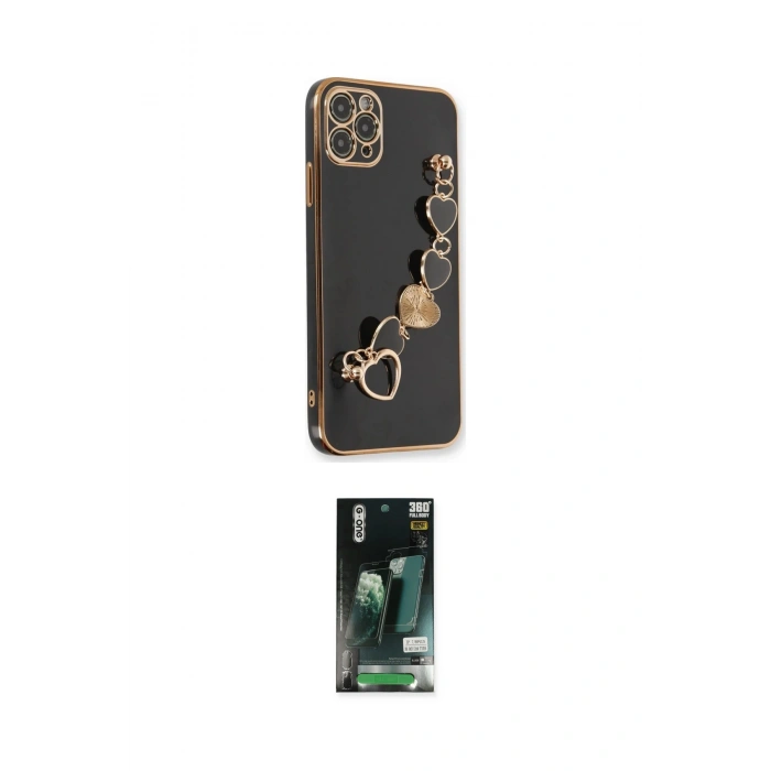 MARSİLYAN™- iPhone 11 Pro Max Kılıf Nova Işık Prime - Siyah 360 Mat Full Body Arka Koruyucu