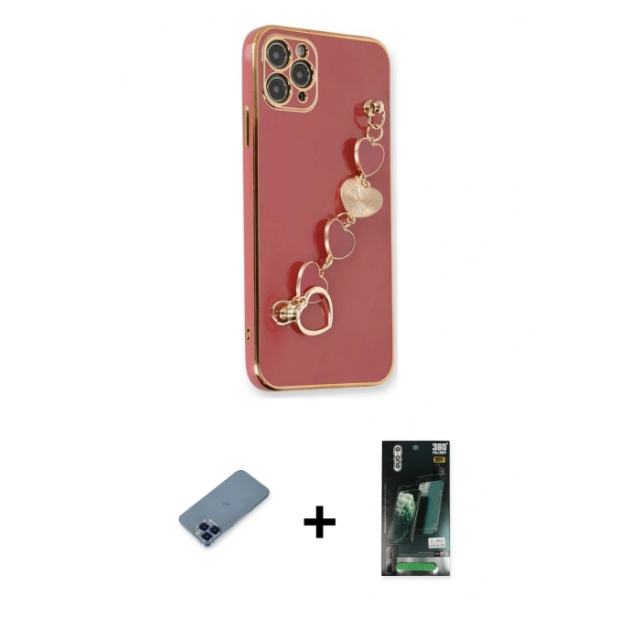 MARSİLYAN™- iPhone 11 Pro Max Kılıf Nova Işık Prime - Siyah 360 Mat Full Body Arka Koruyucu + Metal Kamera Lens Koruma Cam - MI