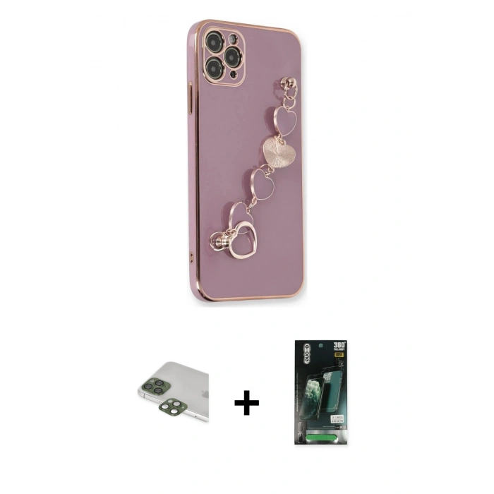 MARSİLYAN™- iPhone 11 Pro Max Kılıf Nova Işık Prime - Siyah 360 Mat Full Body Arka Koruyucu + Pers Alüminyum Kamera Lens - YL